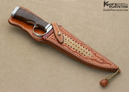 Bruce Bump Custom Knife Sole Authorship Damascus & Koa Ring Guard Fighter Engraved by Jere Davidson - Image 6