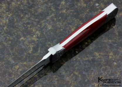 Don Lozier Custom Knife Engraved by Bruce Shaw "Skull with Bullett Hole" Red Jasper Boot Dagger - Image 4