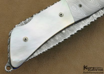 Bud Weston Custom Knives Mother of Pearl & Mike Norris Stainless Damascus Lockback - Image 5