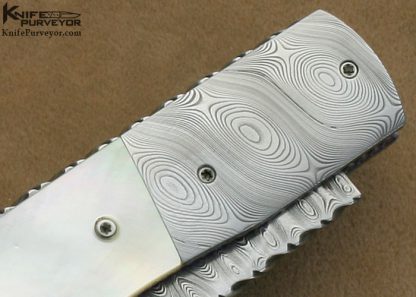 Bud Weston Custom Knives Mother of Pearl & Mike Norris Stainless Damascus Lockback - Image 4
