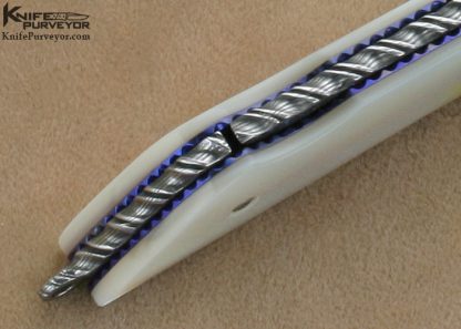 Bud Weston Custom Knives Mother of Pearl & Mike Norris Stainless Damascus Lockback - Image 7