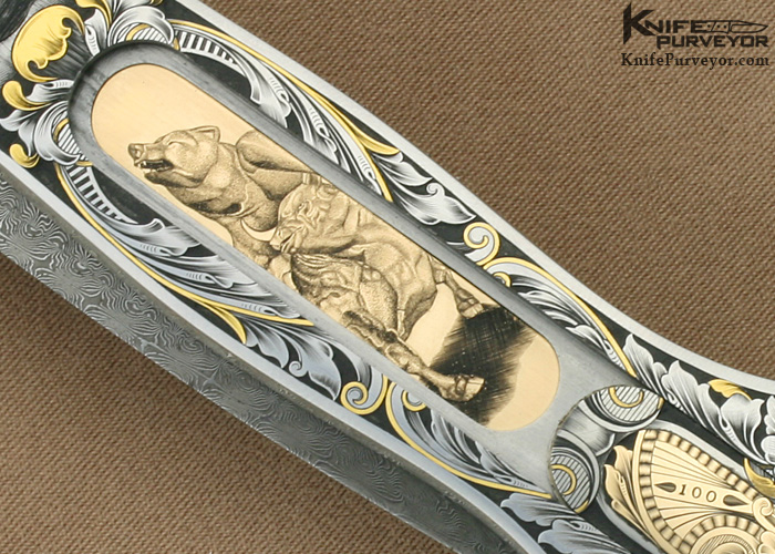 Joe Kious Custom Knife "Wall Street" Engraved by Ray Cover Jr. Lockback Auto - Image 5