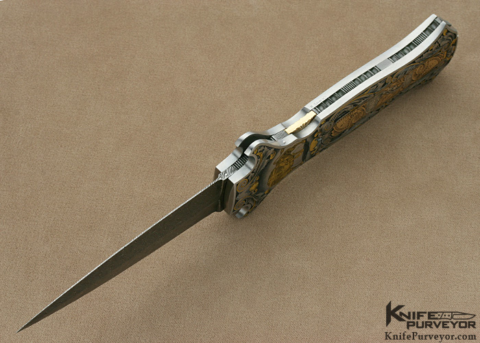 Joe Kious Custom Knife "Wall Street" Engraved by Ray Cover Jr. Lockback Auto - Image 9