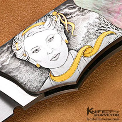 Jack Busfield Custom Knife Sam Alfano Engraved Blacklip Pearl Lockback - Image 2