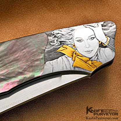 Jack Busfield Custom Knife Sam Alfano Engraved Blacklip Pearl Lockback - Image 4