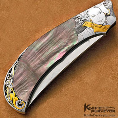 Jack Busfield Custom Knife Sam Alfano Engraved Blacklip Pearl Lockback - Image 3