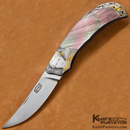 Jack Busfield Custom Knife Sam Alfano Engraved Blacklip Pearl Lockback