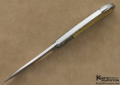 Jack Busfield Custom Knife South Seas Gold Lip Pearl Interframe Lockback Engraved by Steve J. Lindsay - Image 6