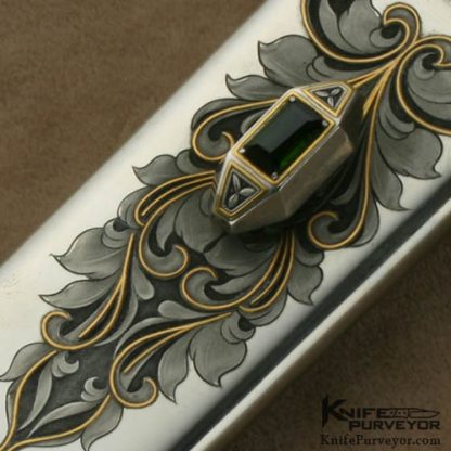 Buster Warenski Custom Knives Engraved Jade Presentation Dagger - Image 6