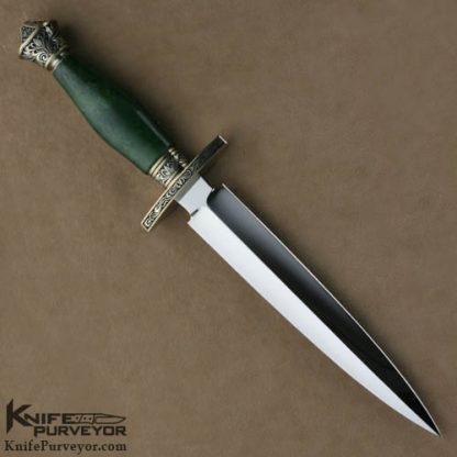 Buster Warenski Custom Knives Engraved Jade Presentation Dagger - Image 9