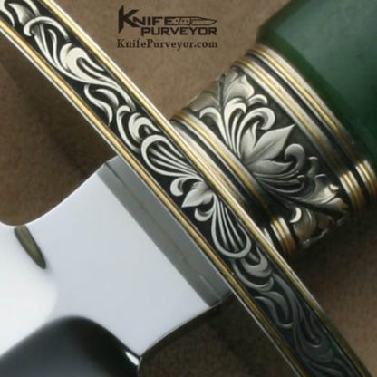 Buster Warenski Custom Knives Engraved Jade Presentation Dagger - Image 7