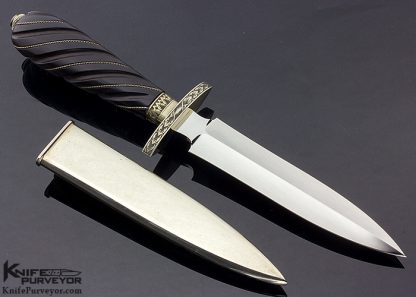 Buster Warenski Custom Knife Ebony Dagger with Silver Sheath - Image 3