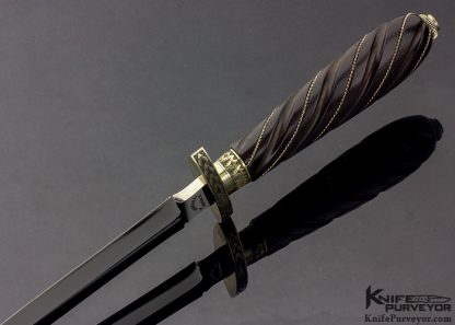 Buster Warenski Custom Knife Ebony Dagger with Silver Sheath - Image 4