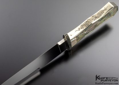 Buster Warenski Custom Knife Sister California Bowie and Dagger Set of 2 Abalone Shell - Image 6