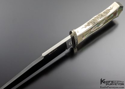 Buster Warenski Custom Knife Sister California Bowie and Dagger Set of 2 Abalone Shell - Image 5