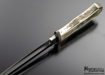 Buster Warenski Custom Knife Sister California Bowie and Dagger Set of 2 Abalone Shell - Image 12