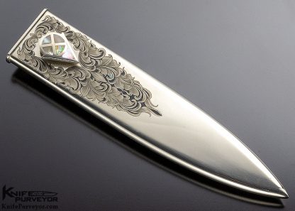 Buster Warenski Custom Knife Sister California Bowie and Dagger Set of 2 Abalone Shell - Image 13
