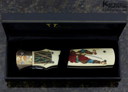 Butch Vallotton Custom Knife "Viper" OTF Auto Scrimshawed Phenolic by Denise Kondria with Mokume and Damascus - Image 2