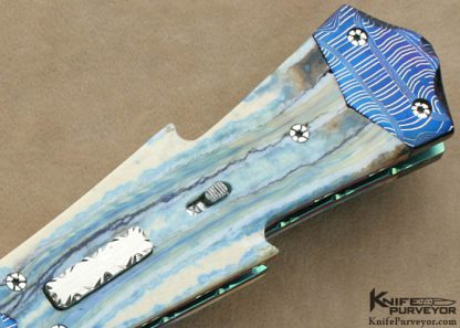sept 21 2016 Butch Vallotton Custom Knives Blued Damascus Automatic - Image 3