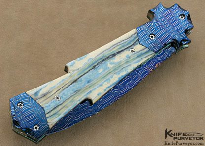 sept 21 2016 Butch Vallotton Custom Knives Blued Damascus Automatic - Image 4