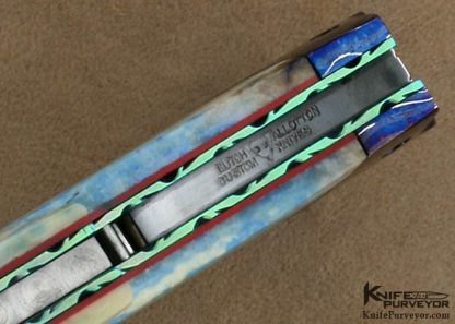 sept 21 2016 Butch Vallotton Custom Knives Blued Damascus Automatic - Image 8