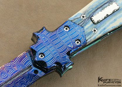 sept 21 2016 Butch Vallotton Custom Knives Blued Damascus Automatic - Image 2