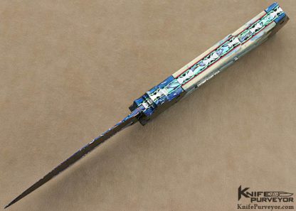 sept 21 2016 Butch Vallotton Custom Knives Blued Damascus Automatic - Image 5