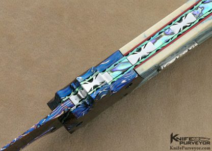 sept 21 2016 Butch Vallotton Custom Knives Blued Damascus Automatic - Image 6