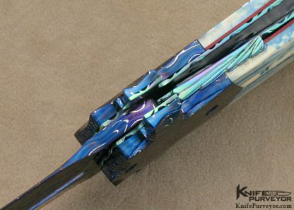 sept 21 2016 Butch Vallotton Custom Knives Blued Damascus Automatic - Image 7