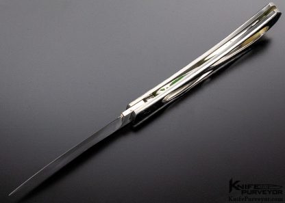 Butti Knives Custom Knife Skeleton Midlock with Gold Lip Pearl - Image 6