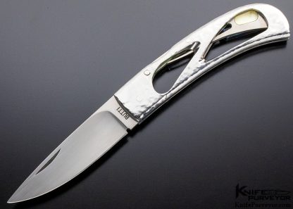Butti Knives Custom Knife Skeleton Midlock with Gold Lip Pearl