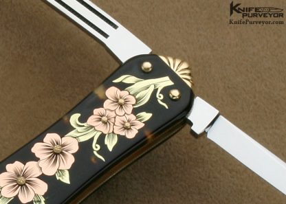 C Gray Taylor Custom Knife Tim George Engraved 3 Bladed Candle End Lobster Pattern Slip Joint - Image 3