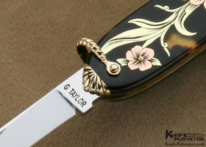 C Gray Taylor Custom Knife Tim George Engraved 3 Bladed Candle End Lobster Pattern Slip Joint - Image 2