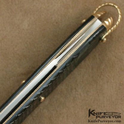 C Gray Taylor Custom Knife Checkered and Carved Blacklip Pearl and 14Kt Gold Sunfish Lobster Slipjoint - Image 5