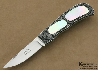 C Gray Taylor Custom Knife Tim George Engraved Double Mother of Pearl Shell Interframe Lockback