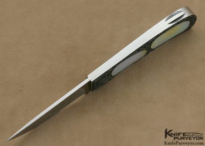 C Gray Taylor Custom Knife Tim George Engraved Double Mother of Pearl Shell Interframe Lockback - Image 4