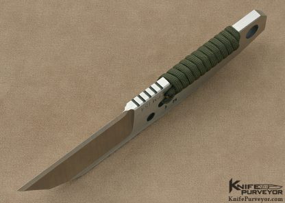 Dwaine Carillo Custom Knife Integral CPM-154 "M1" with OD Green Cord Wrap Fixed Blade - Image 5