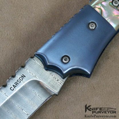 Kit Carson Custom Knife Abalone & Damascus Lockback - Image 2