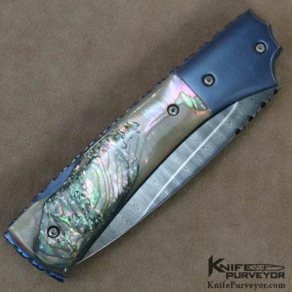 Kit Carson Custom Knife Abalone & Damascus Lockback - Image 3