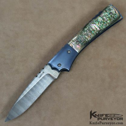 Kit Carson Custom Knife Abalone & Damascus Lockback