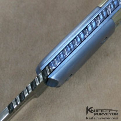 Kit Carson Custom Knife Abalone & Damascus Lockback - Image 4