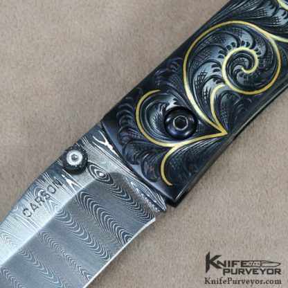 Kit Carson Custom Knife Jeff Flannery Engraved Damascus Linerlock - Image 2