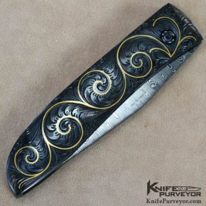 Kit Carson Custom Knife Jeff Flannery Engraved Damascus Linerlock - Image 3