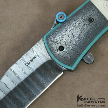 Kit Carson Custom Knife Garbo Scrimmed Pre-Ban Elephant Ivory & Damascus Crosslock - Image 2