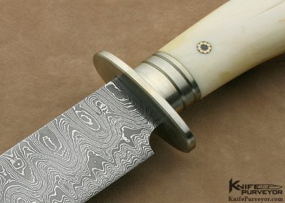 Jerry Lairson Custom Knife Carved Giraffe Bone Nickel Silver & Sole Authorship Damascus "Lily" Bowie - Image 2