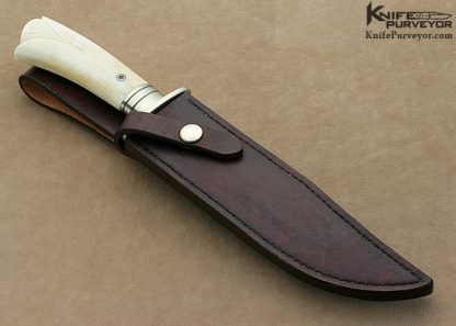 Jerry Lairson Custom Knife Carved Giraffe Bone Nickel Silver & Sole Authorship Damascus "Lily" Bowie - Image 5