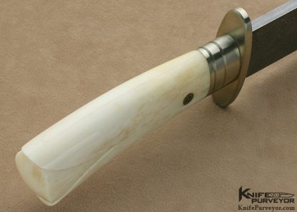 Jerry Lairson Custom Knife Carved Giraffe Bone Nickel Silver & Sole Authorship Damascus "Lily" Bowie - Image 7