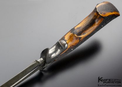 CAS Custom Knife Subhilt With Amber Stag and Sole Authorship Damascus - Image 8