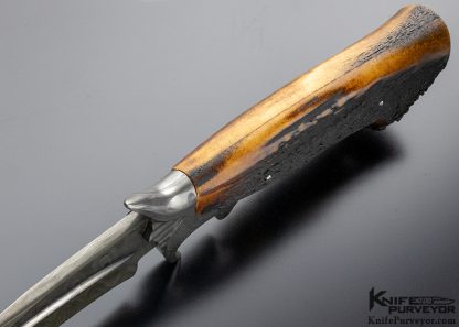CAS Custom Knife Subhilt With Amber Stag and Sole Authorship Damascus - Image 7