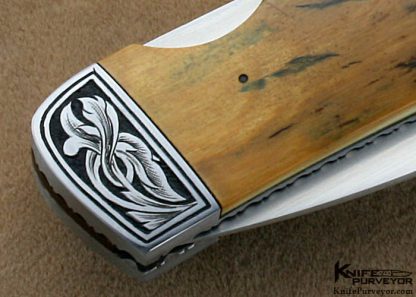 Frank Centofante's Custom Knife: Green & Tan Mammoth Ivory Lockback Engraved by Jere Davidson - Image 4